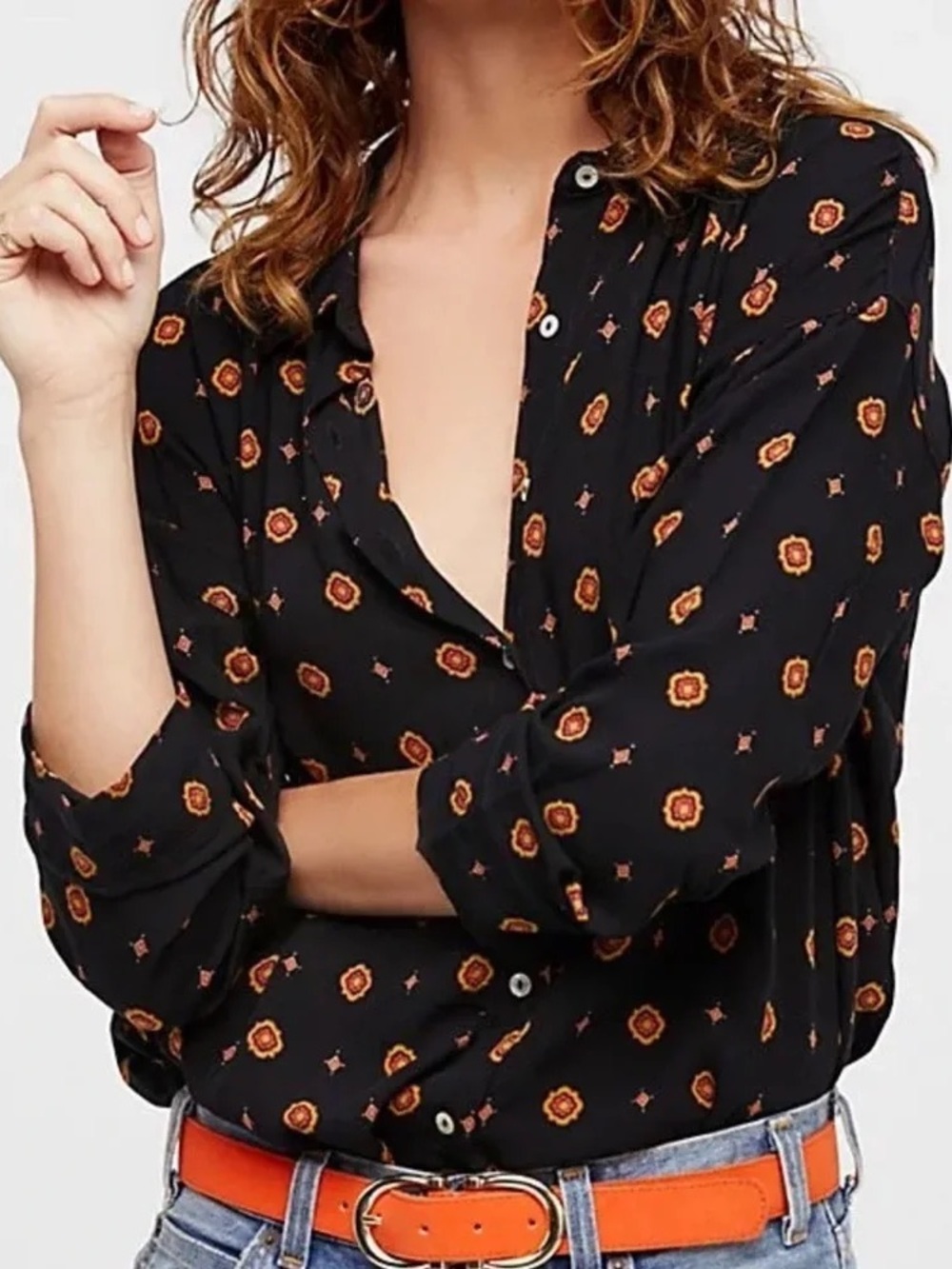 Free People Shirt Up Blouse Size XS